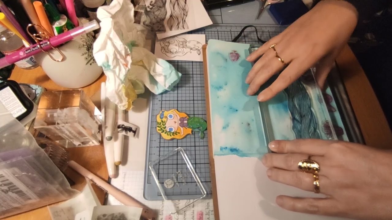 💦Page aquatique dans mon Art journal 💦