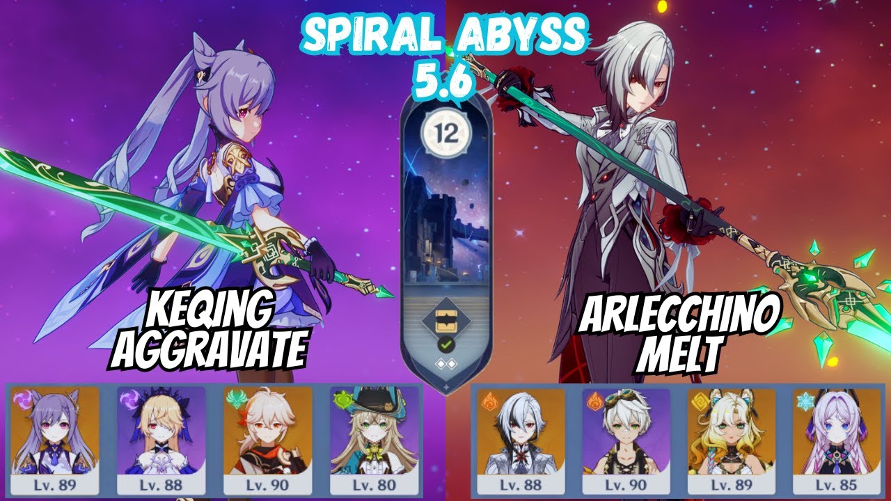 C1 Keqing Aggravate / C0 Arlecchino Melt Floor 12 Spiral Abyss 5.6 Genshin Impact [原神]