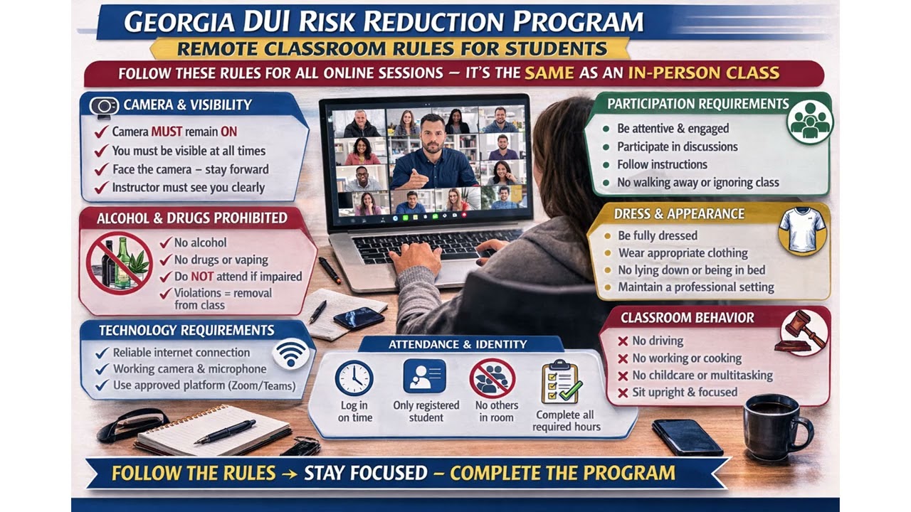 Barber's DUI School ZOOM Rules