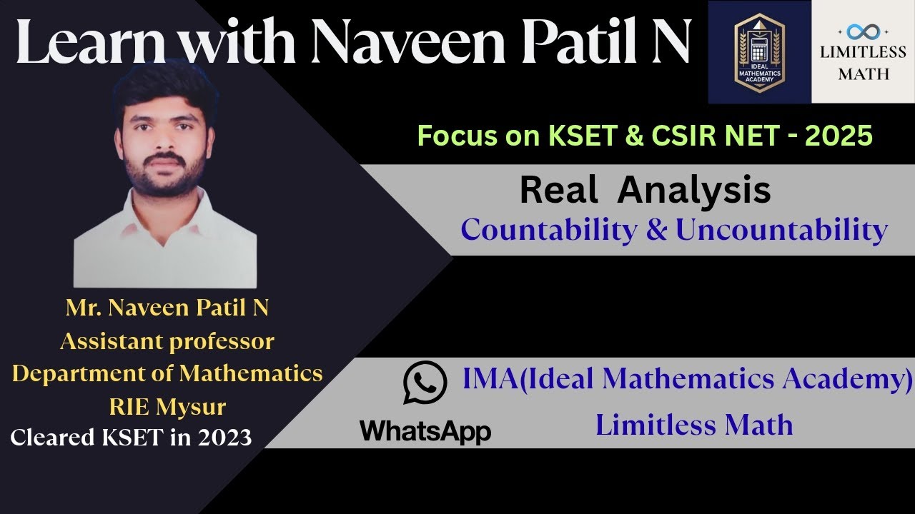 KSET & CSIR NET | Webinar 02 | Paper 02 | IMA | Countability & Uncountability | Limitless Math