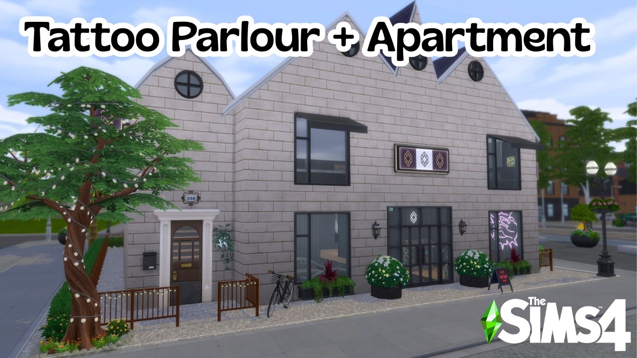 Tattoo Parlour + Apartment | The Sims 4 Speed Build