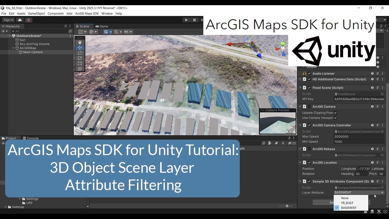 ArcGIS Maps SDK for Unity Tutorial: 3D Object Scene Layer Attribute Filtering