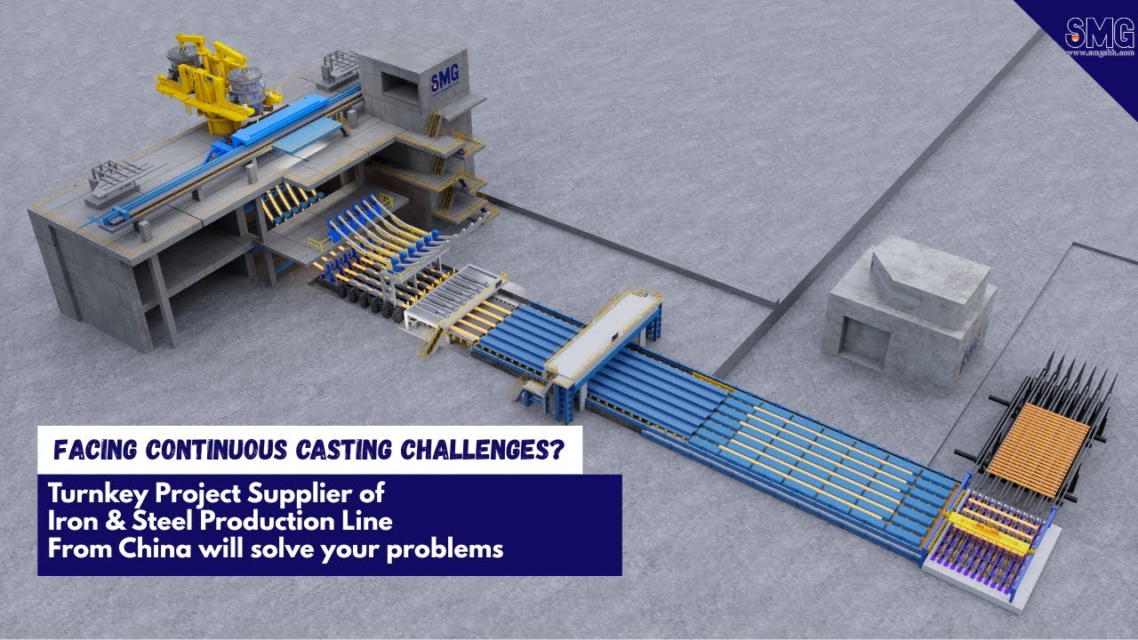 🧊 Continuous Casting of Square Billets &ndash; SMG 3D Animation of a Steel Production Process