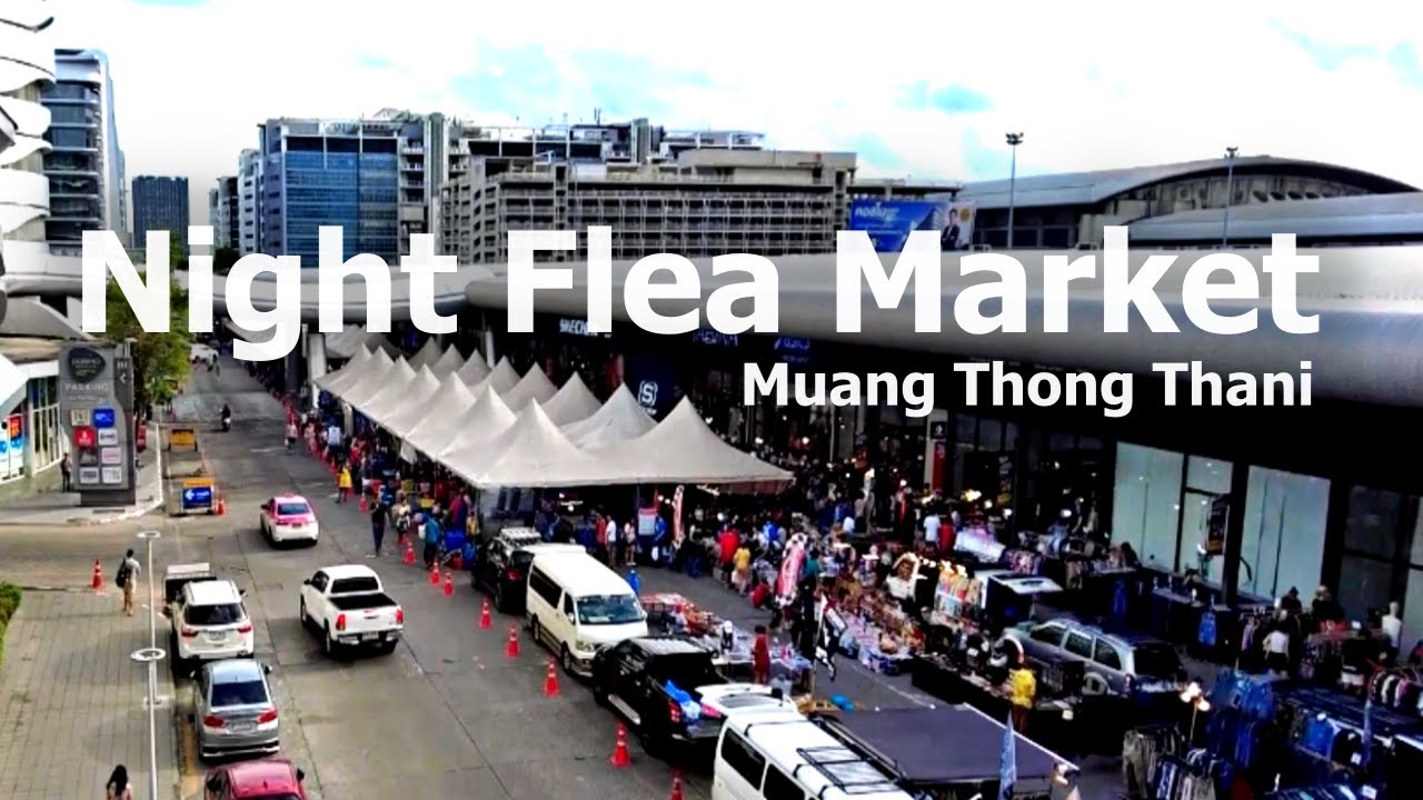 Night Flea Market, Second Hand Market, Street Food in Muang Thong Thani, Nonthaburi, Thailand