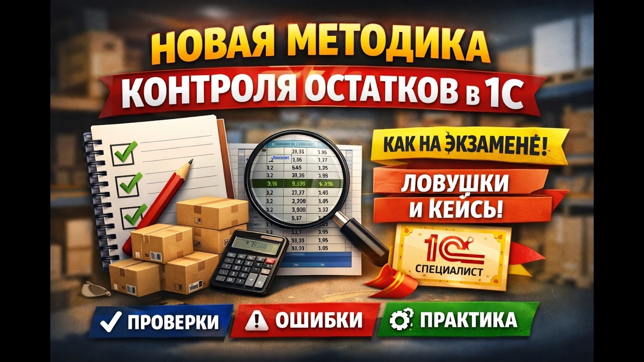 📦 Новая методика контроля остатков в 1С — разбор “как на экзамене” (Специалист 1С). Часть 1