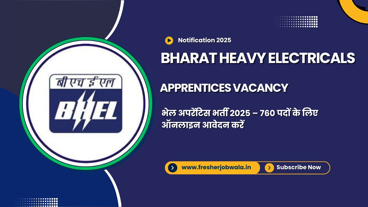 BHEL Apprentices Recruitment 2025 - Apply Online for 760 Posts || Fresher Job Wala