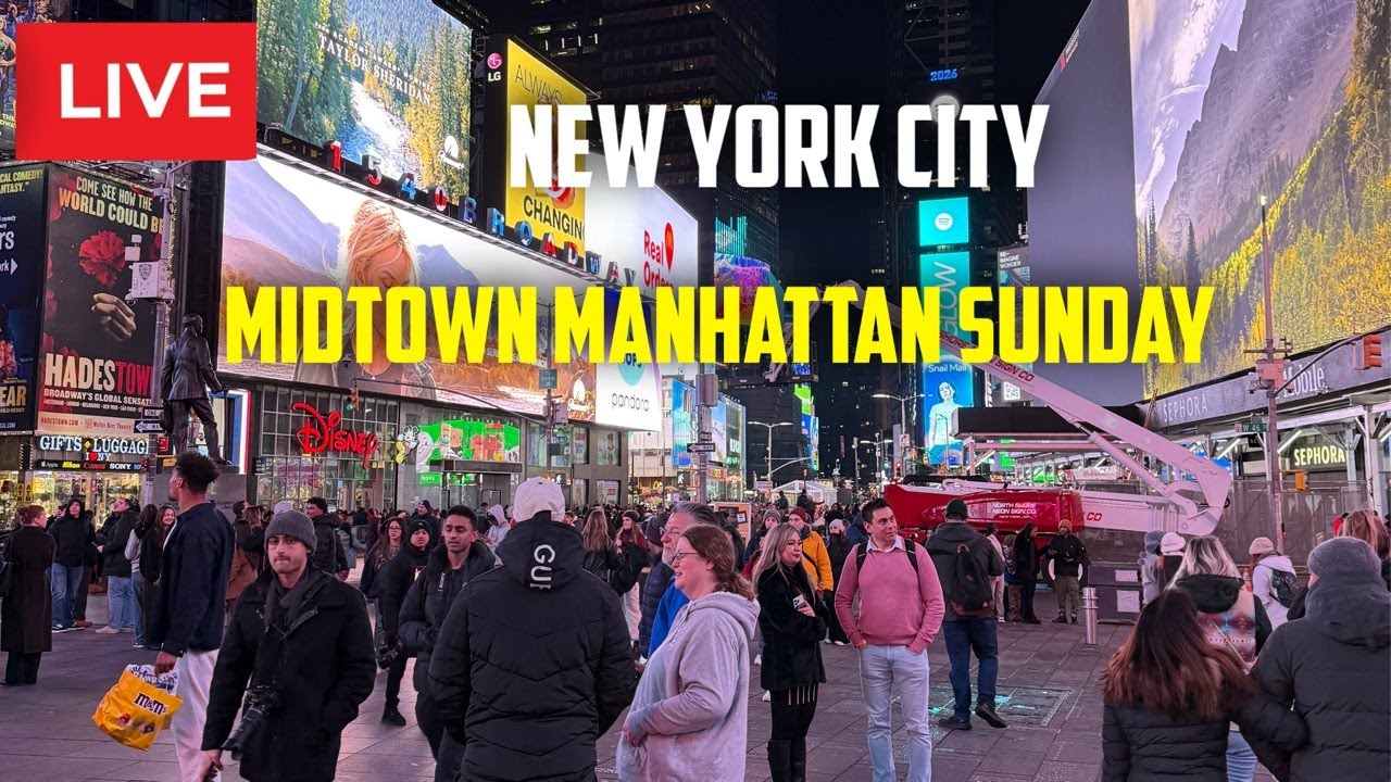 New York City: Manhattan 5th Ave | Times Square Sunday Live