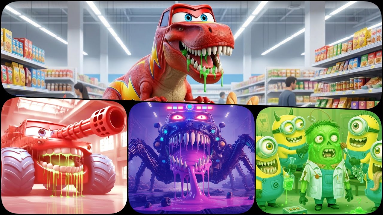 MCQUEEN DINO 🆚POLICE CAR EATER🆚MCQUEEN TANK🆚MINION ZOMBIE in Tiles Hop EDM Rush 🎵✨ LEVEL 23