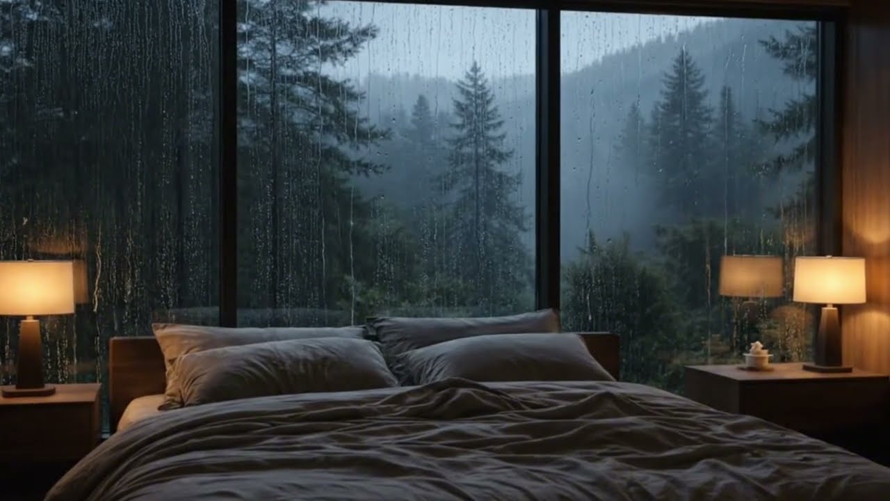 Thunderstorm Rain & Distant Thunder | Cozy Bedroom Ambience for Sleep, Relax & Study
