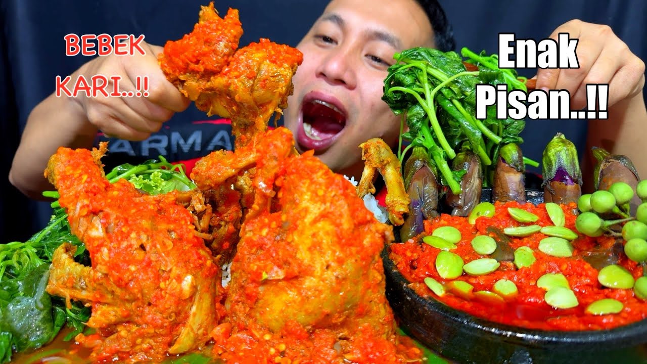 ENAK PISAN..!!! BEBEK KARI, TERONG PENYET PETAI, SAYUR, LALAPAN