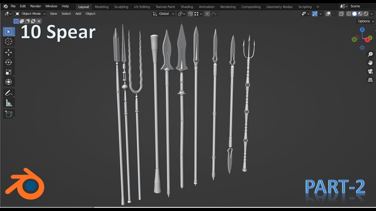 Best Antique Spear In Blender||Speedup modelling||Part-2