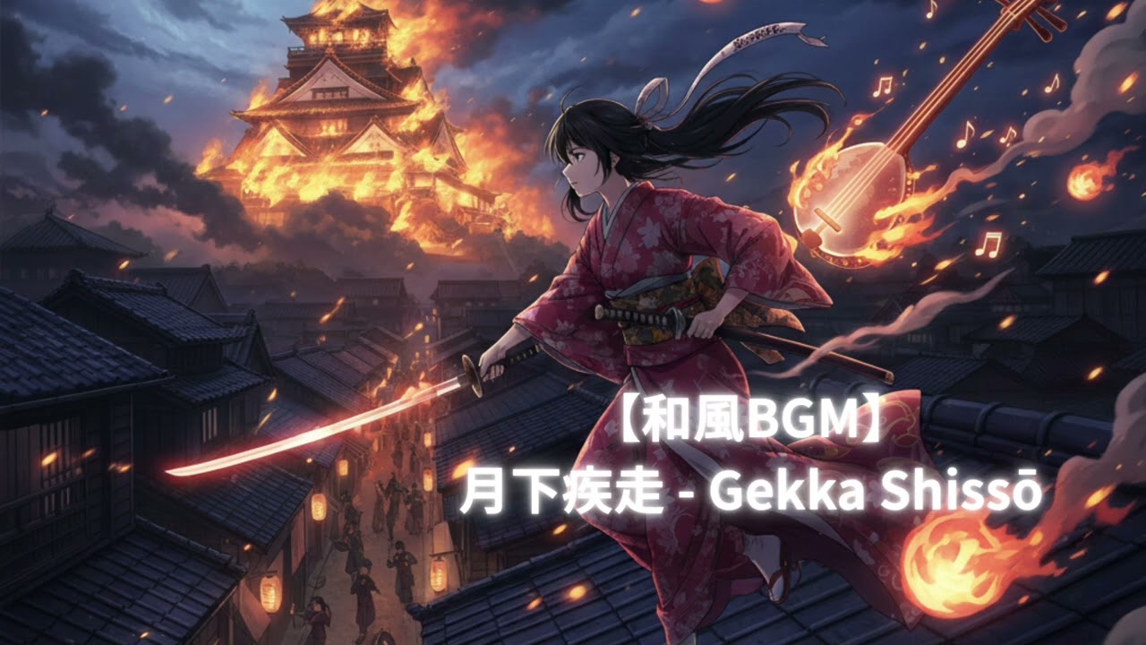 【和風BGM】月下疾走 - Gekka Shissō|Japanese Syamisen