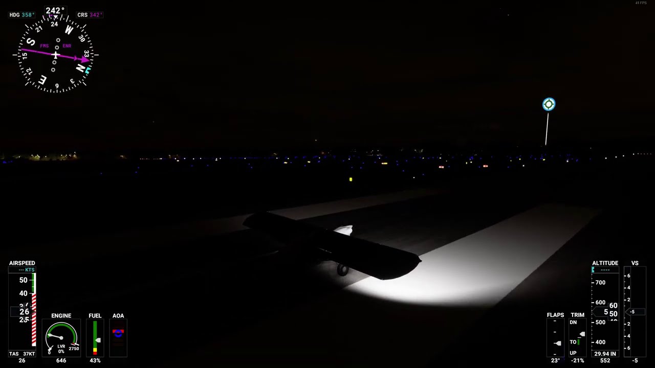 MS2020 Night Landing KLOU Live Time & Weather