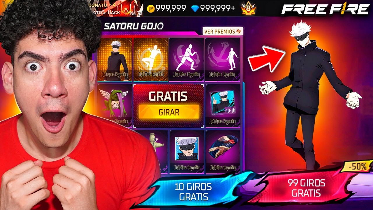 CONSIGO LA SKIN de SATORU GOJO en FREE FIRE x JUJUTSU KAISEN y ME SORPRENDI !! - TheDonato