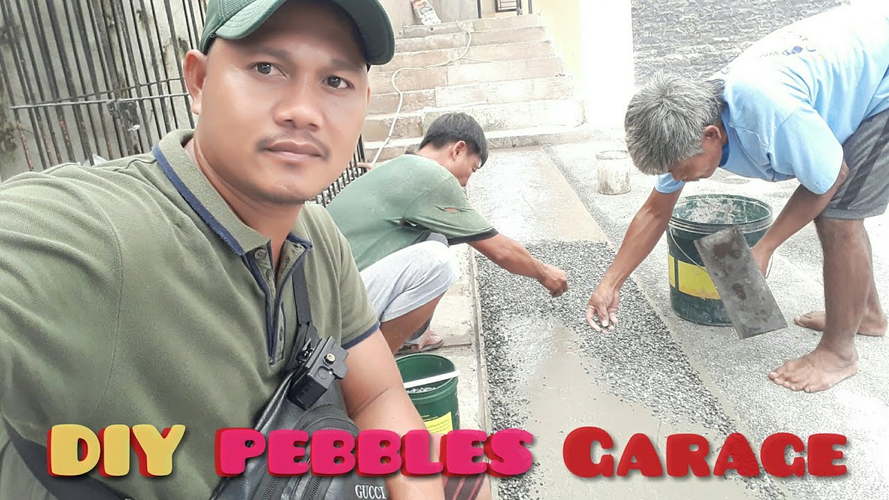 DIY Pebbles Installation Garage./pebbles stone wash.