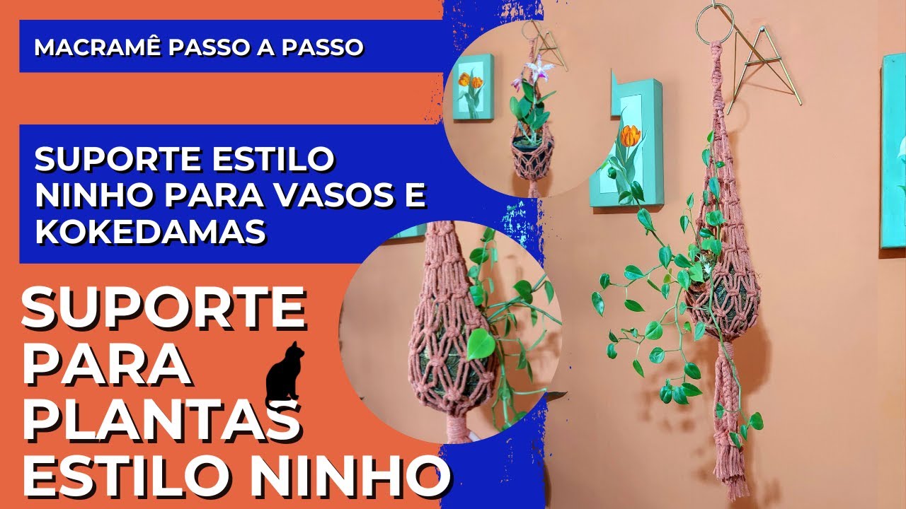 Suporte para plantas em macrame 🧶Rede para plantas  - Macrame ninho passo a passo