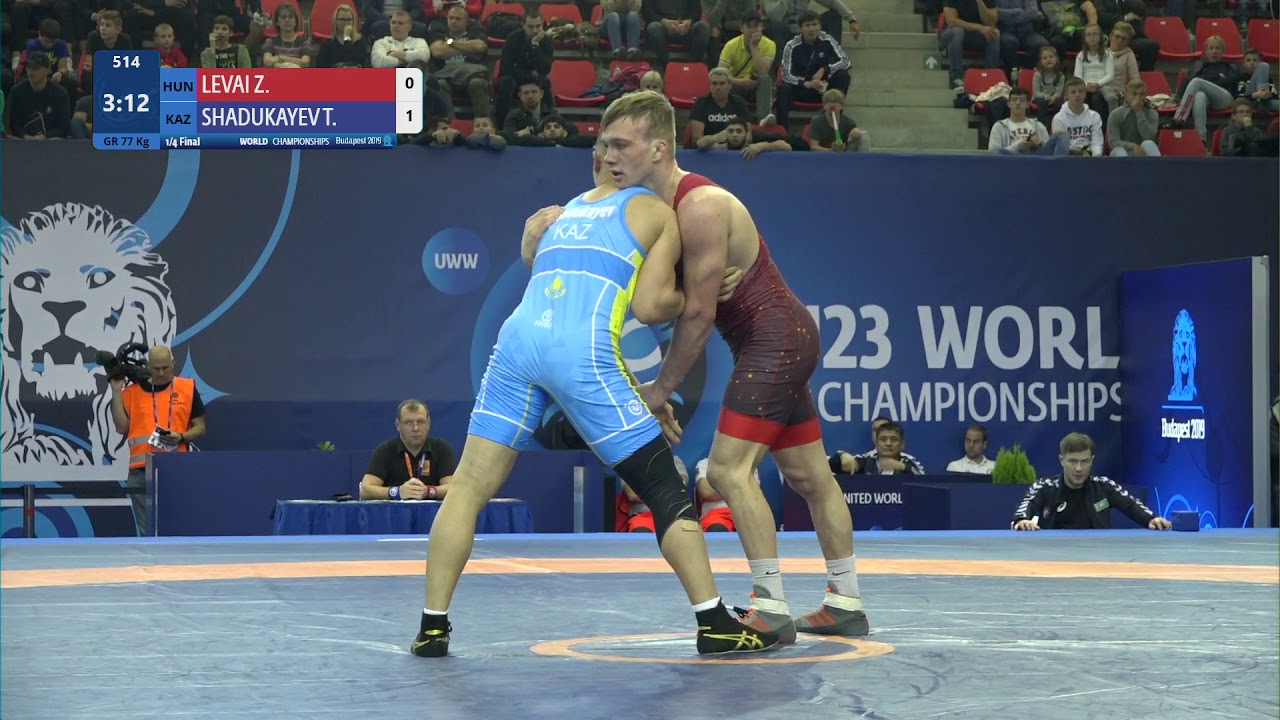 1/4 GR - 77 kg: Z. LEVAI (HUN) v. T. SHADUKAYEV (KAZ)