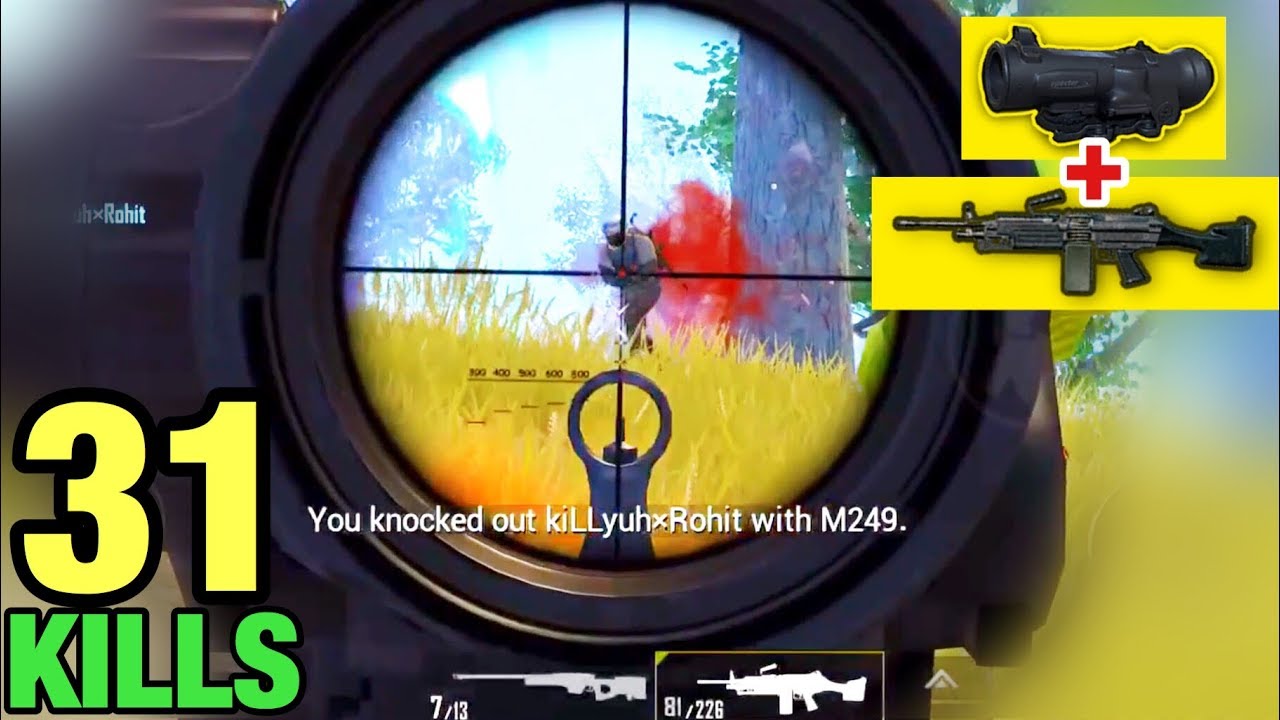 SUPER POWER of M249 + 6x SCOPE | PUBG MOBILE TACAZ