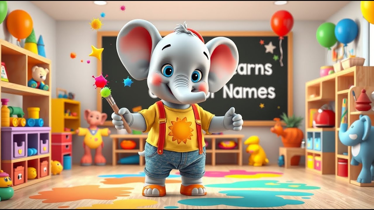Elephant 🐘Learns Colour 🎨Names Adventure | Color Learning Nursery Rhyme for Kids