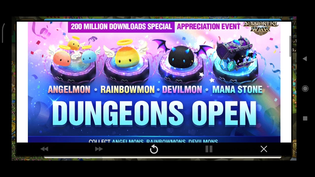😇[Event] 200M Downloads Special! [Angelmon/ Rainbowmon/ Devilmon/ Mana Stone Dungeon] Open Event😇 SW