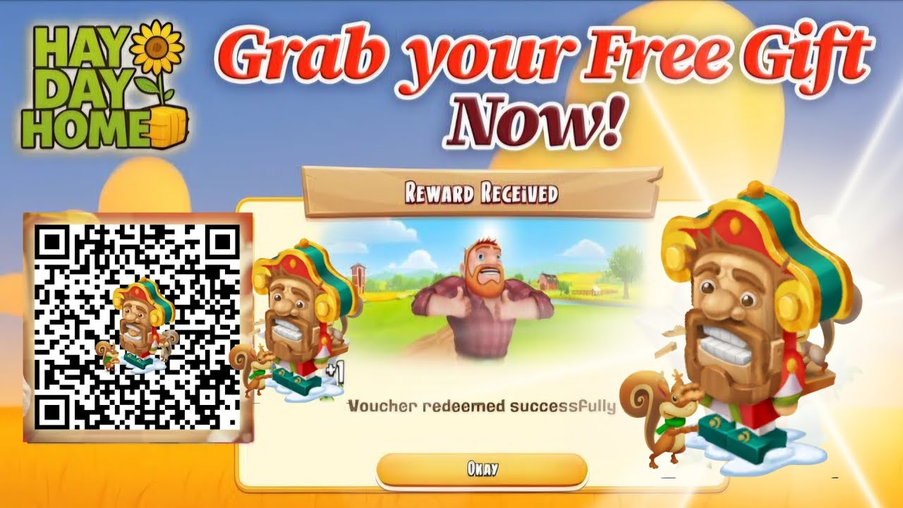 Grab Your Free Gift in Hay Day NOW! #HayDay #FreeGift #QrCode #FreeRewaeds #Supercell