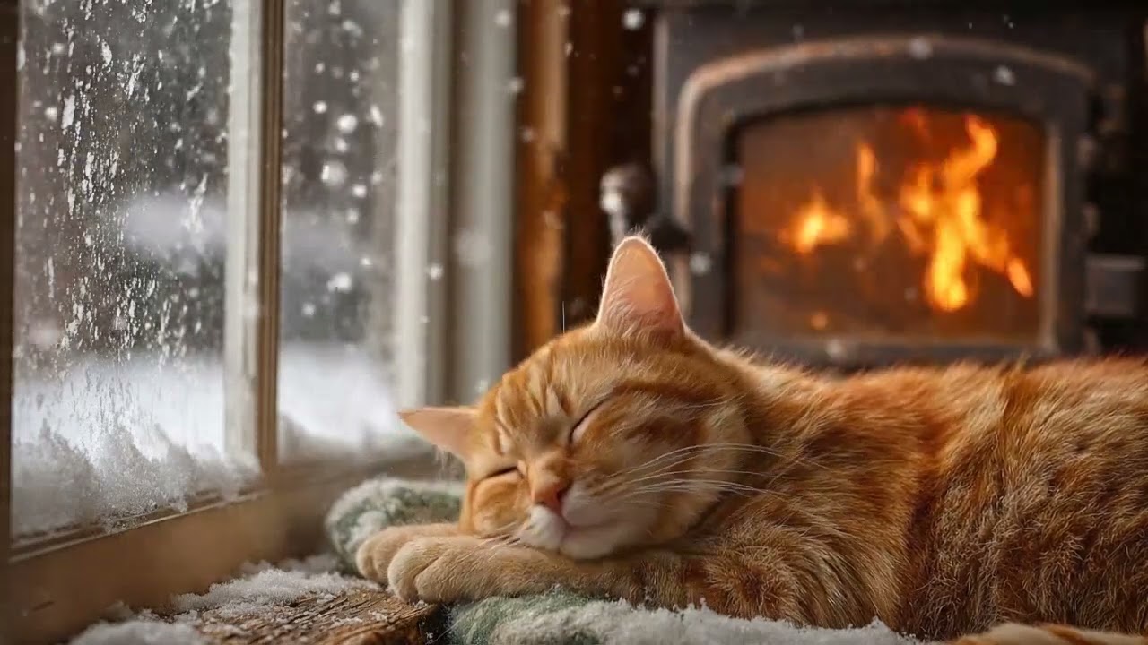 Wake Up in Your Cozy Winter Cabin 🐱 | Smooth Jazz & Sleeping Cats for a Gentle Morning