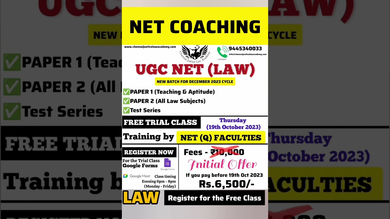 UGC NET LAW COACHING TAMILNADU | TEST SERIES | NET |