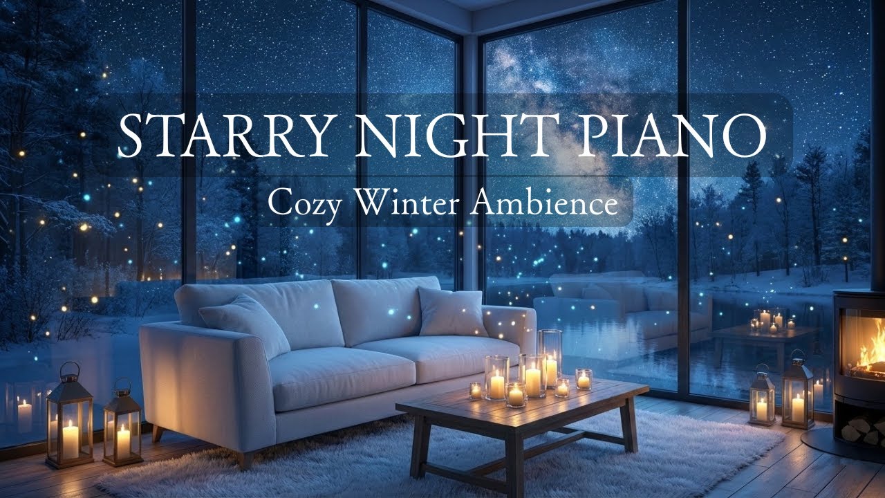 Starry Night Piano - Relaxing Music for Stress Relief & Deep Sleep | Cozy Winter Ambience