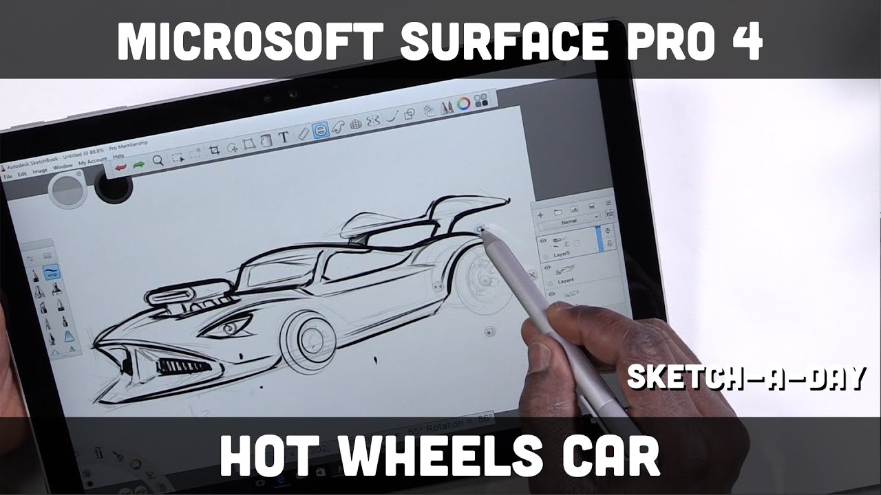 Microsoft Surface Pro 4: Sketching a hotwheels style car
