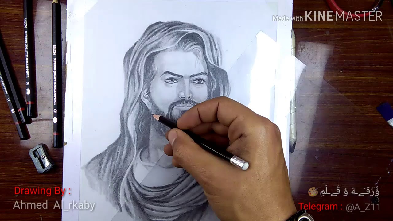 رسم صورة الامام الحسين عليه السلام | 1 | Relasting Drawing for imam husaen peace be on him