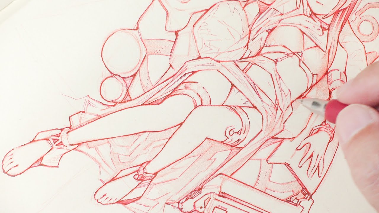 Drawing in red : 赤色スケッチ