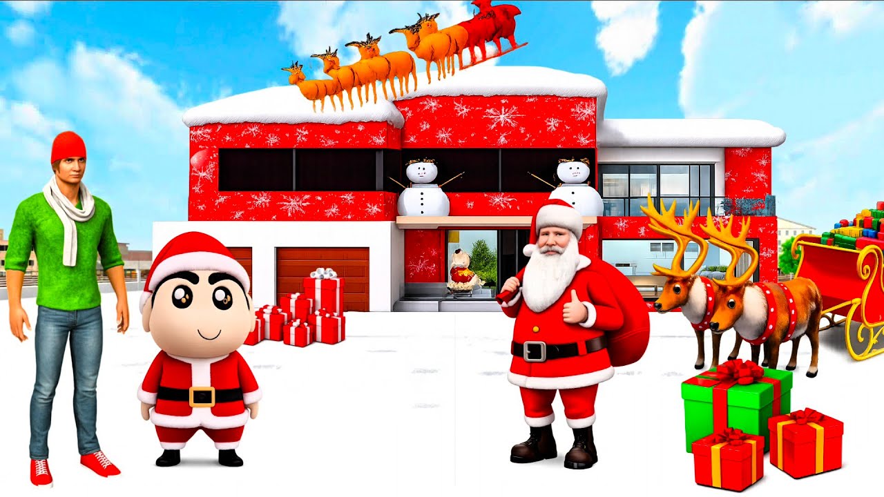 🎯Franklin and Shinchan Celebrate 🎅 Christmas with 🎁 Santa Claus in Indian theft auto simulator 
