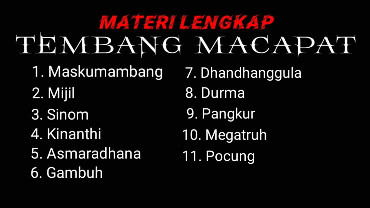 MATERI LENGKAP TEMBANG MACAPAT