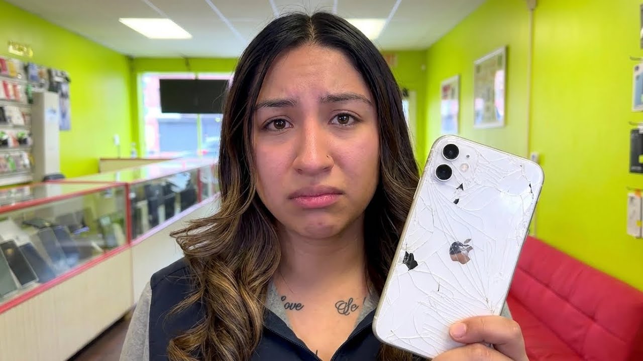 Little brother got mad , Destroyed her iphone in to million pieces 😱 Is it fixable ? 🤔 #apple #fyp