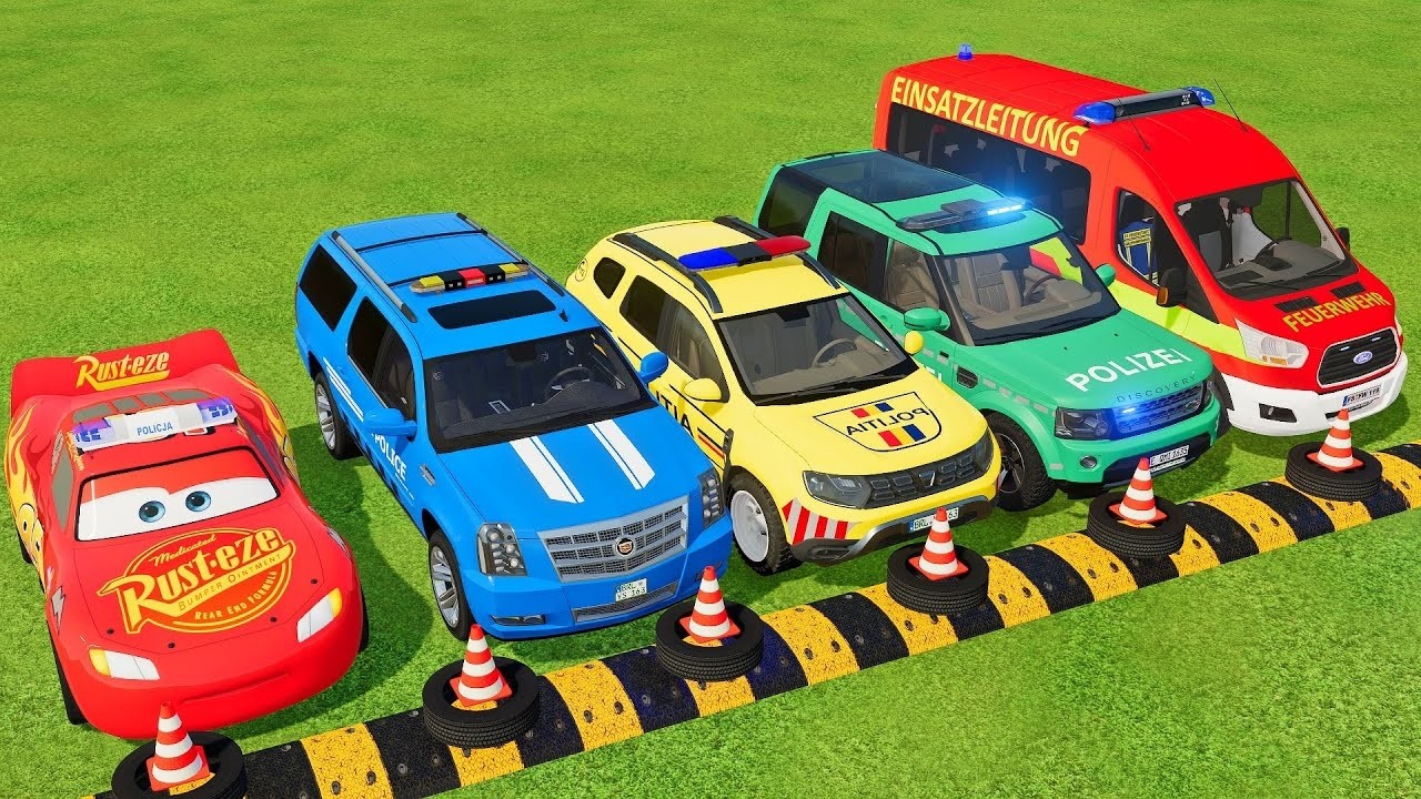 TRANSPORTING POLICE CARS, AMBULANCE, FIRE DEPARMENT VEHICLES WITH MIXER TRUCKS TO THE GARAGE ! FS22