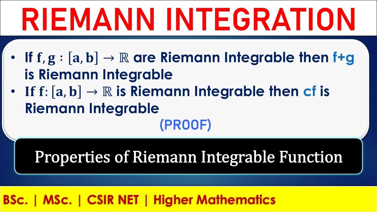Properties of Riemann Integrable Function | f+g and cf is Riemann Integrable | Reimann Integration