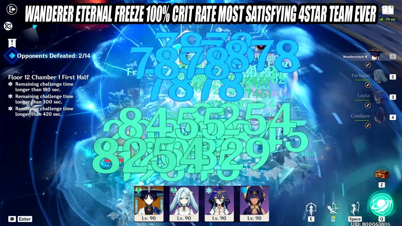Wanderer Layla Candace Faruzan Eternal Freeze 100% Crit Rate - Most Satisfying 4Star Team Ever