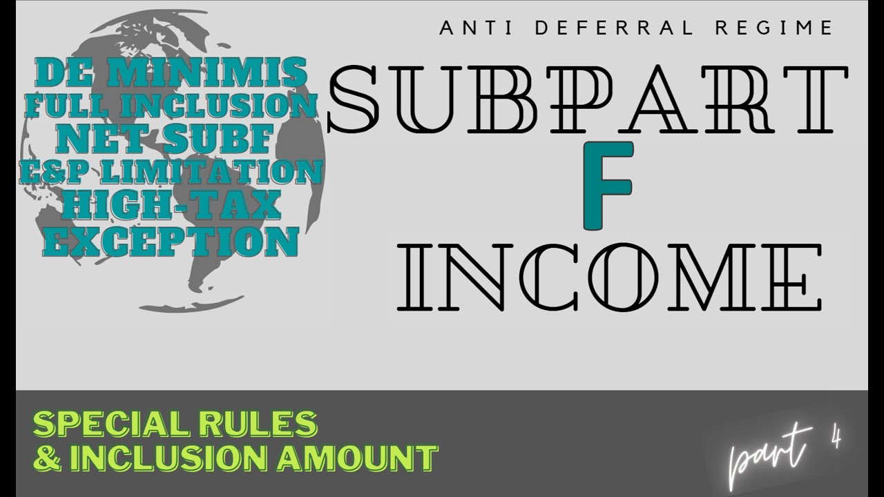 Subpart F Income Part 4 - Computing the Inclusion Amount