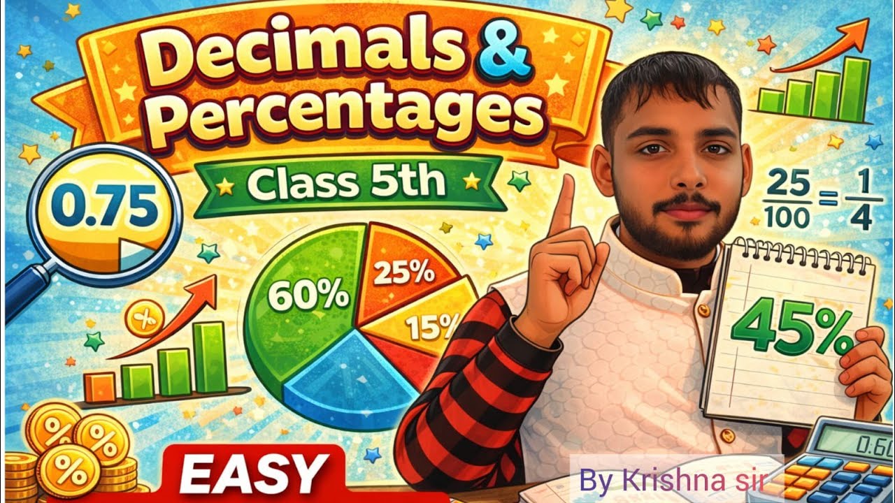Decimals and Percentage #Class-5th #By krishna sir # The Planet Aim K # Please subscribe ll