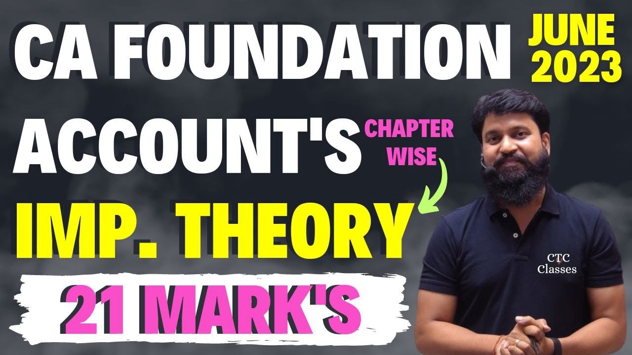 CA Foundation Accounts Theory for June 23 Attempt I MOST IMPORTANT Theory CA Foundation Accounts