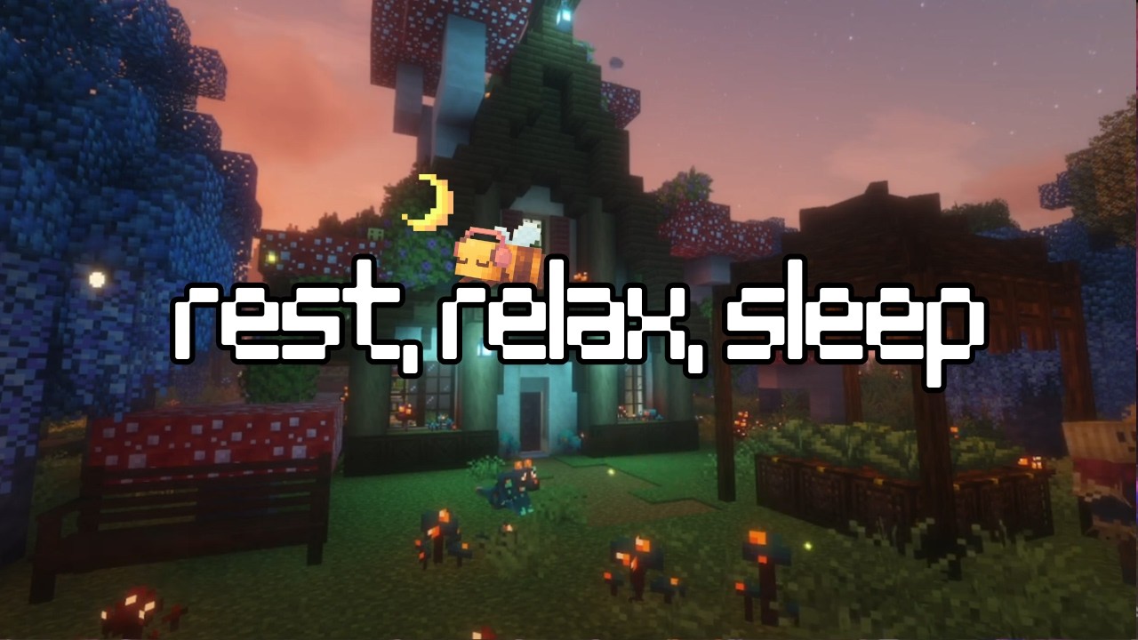 Minecraft Fantasy Mushroom Cottage Ambience w/ Gentle Music | 3 Hours