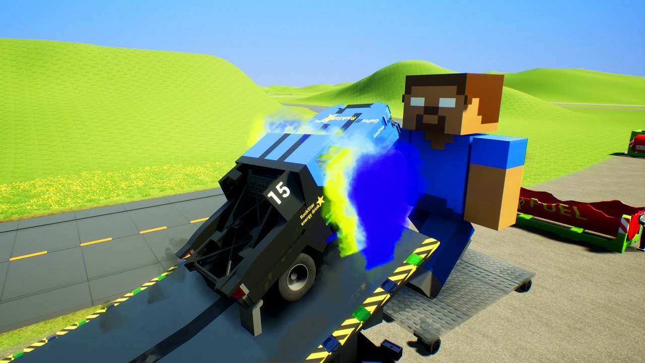 High Speed Jumping Crashes Into Minecraft Herobrine | Brick Rigs