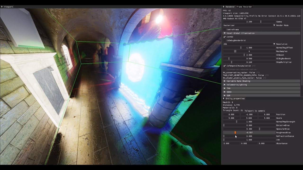 OpenGL Real Time (Voxel) Global Illumination using Cone Tracing