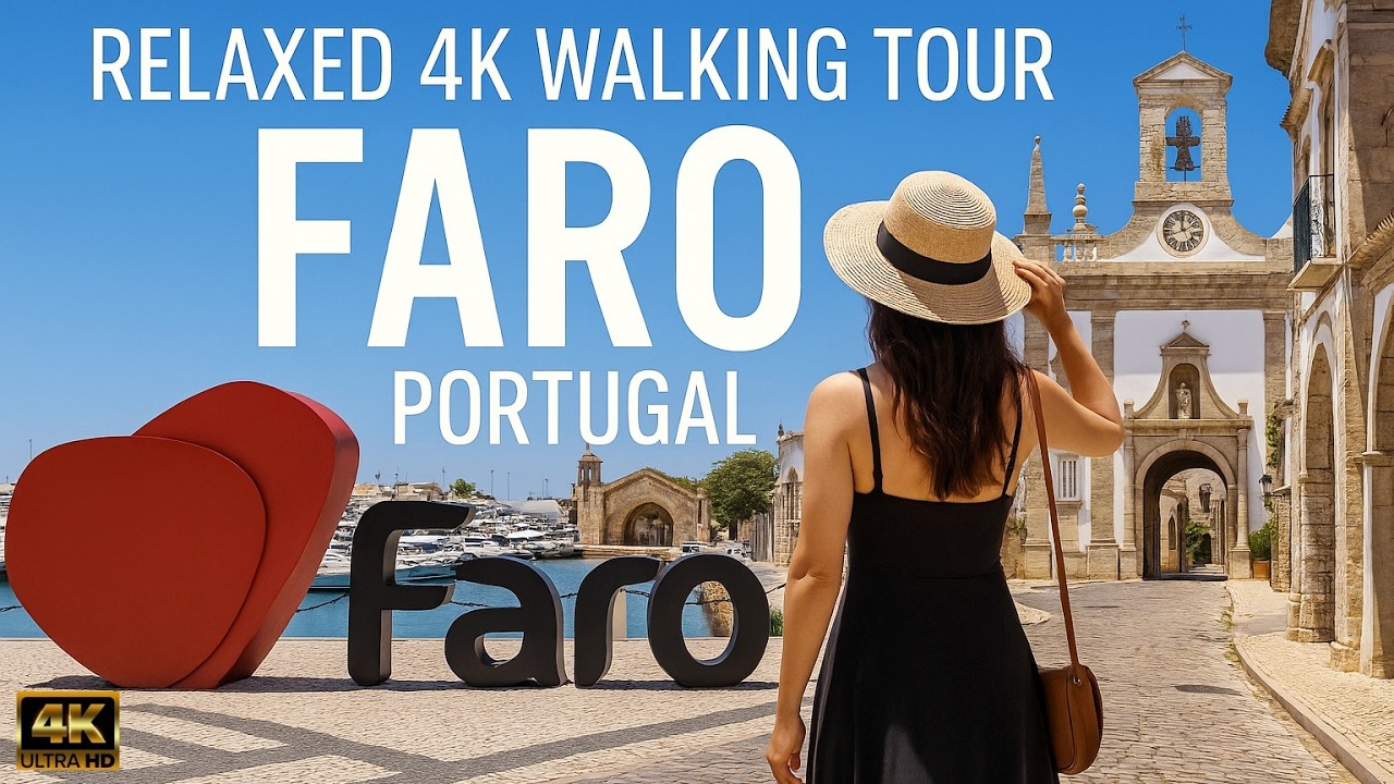 🇵🇹 Пешая прогулка по Фару | Марина, Старый город и Собор | Алгарве 4K (Свадебный сюрприз)