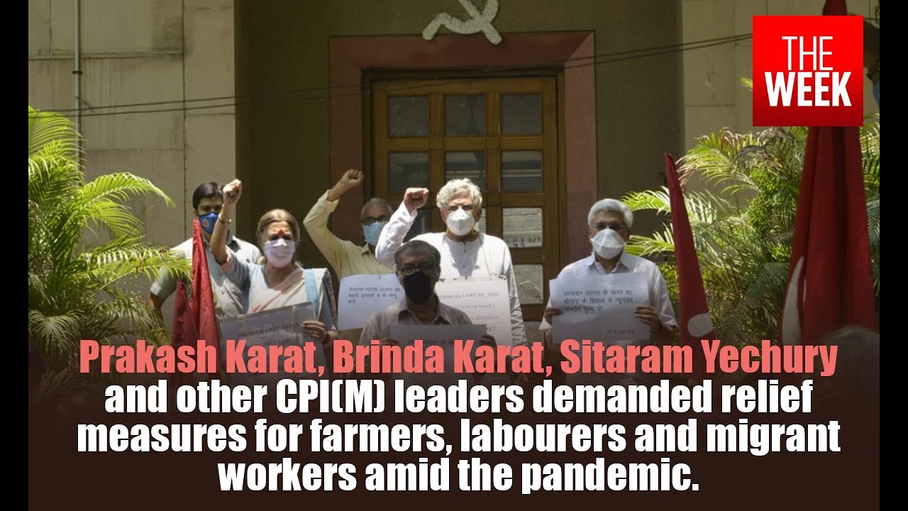 CPIM members protest for COVID 19 relief measures for farmers & labourers