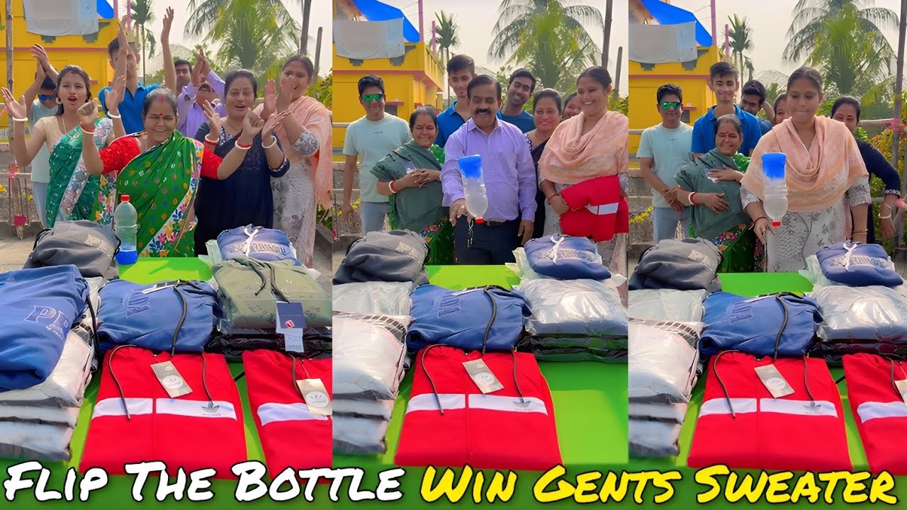 Flip The Bottle Win Gents Sweater Challenge 🔥| বোতল উল্টানোর খেলা 🤔/ SK Challenge Video