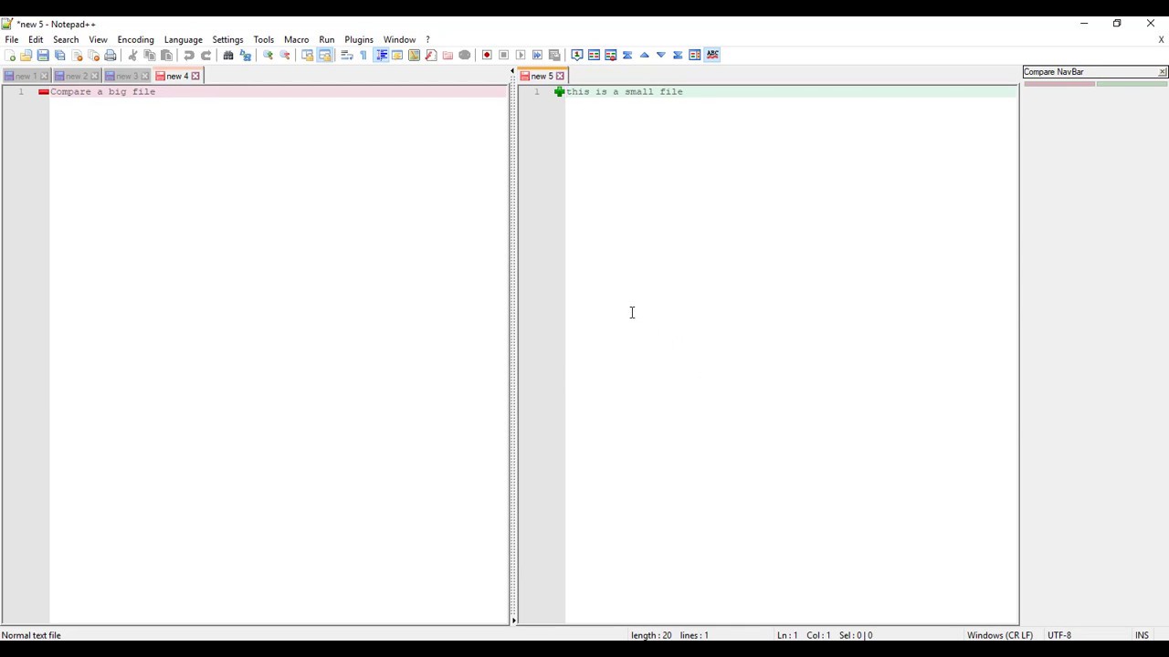 Notepad++: How to compare two files compare plugin