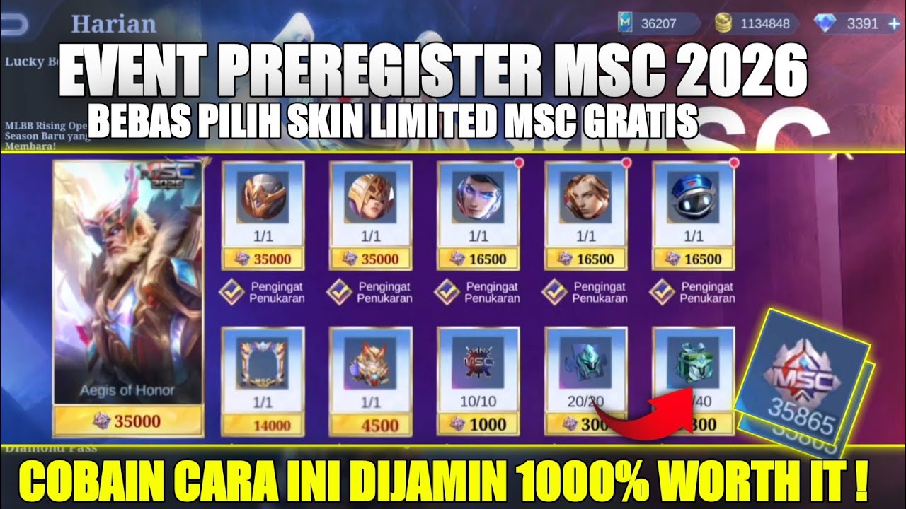 PREREGISTER MSC!! EVENT MSC PASS SKIN BAXIA 2026 | SUPPORT CHEST SKIN VALENTINA MSC MOBILE LEGENDS