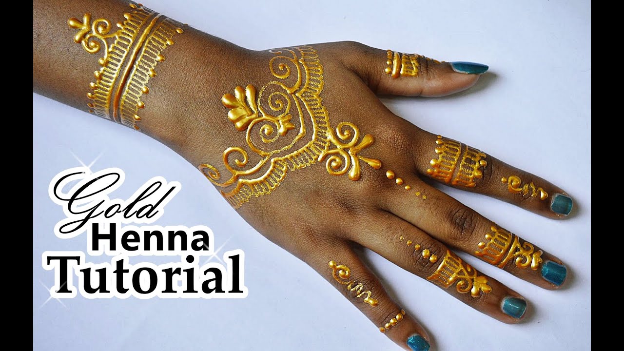 DIY How To Apply GOLD HENNA/ Body Paint Temporary Tattoo || Samia Hasanat