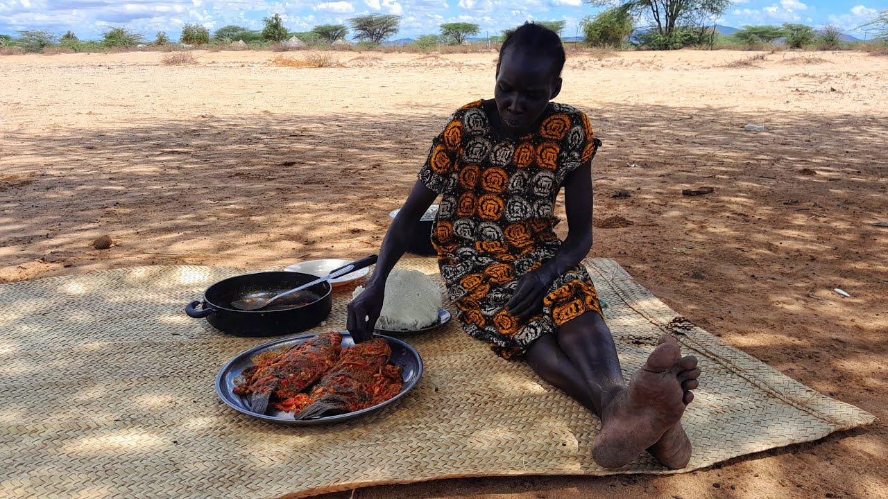 African Traditional village way of cooking  creamed Fish//African village life
